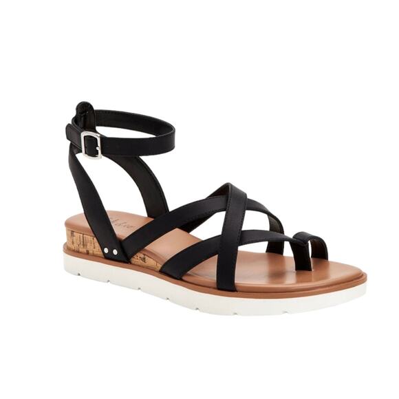 Style & Co Women's Darlaa Ankle Strap Wedge Thong Sandals Black Size 8 - Picture 1 of 4
